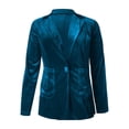 thumbnail image 4 of Essentials Jacket for Women Elegant Velvet Long Sleeve Lapel One Button Blazer Suit Slim Party Plus Size Outwears Blue, 4 of 5