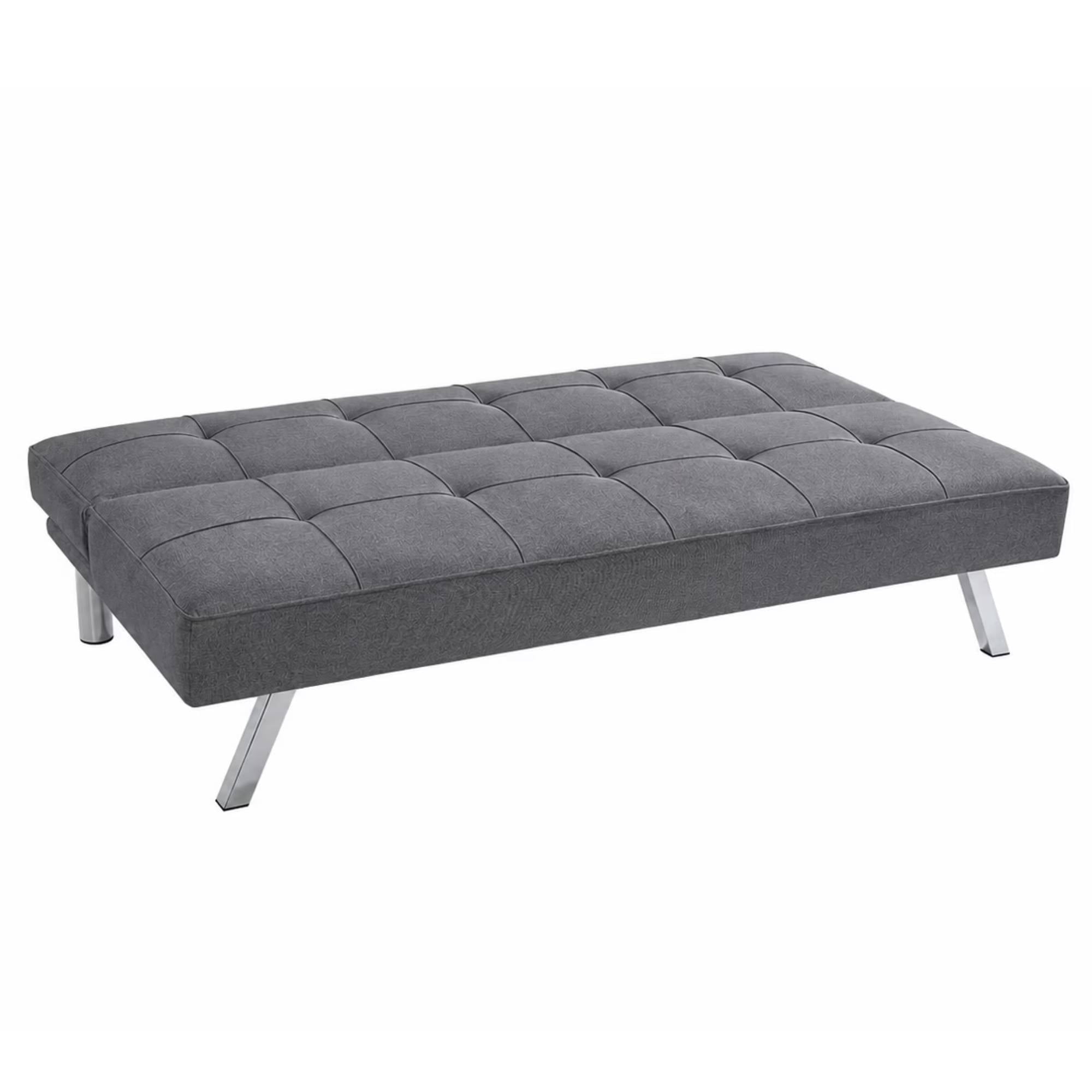 66" Futon Sofa Bed, 3-in-1 Convertible Sleeper Couch Bed for Small Spaces, Tufted Back Loveseat for Living Room, Grey