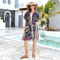 thumbnail image 6 of Hamburger Sandwich Fruit Women Swimsuit Cover up V Neck Beach Dress Short Sleeve Vacation Outfits Swimwear, 6 of 7