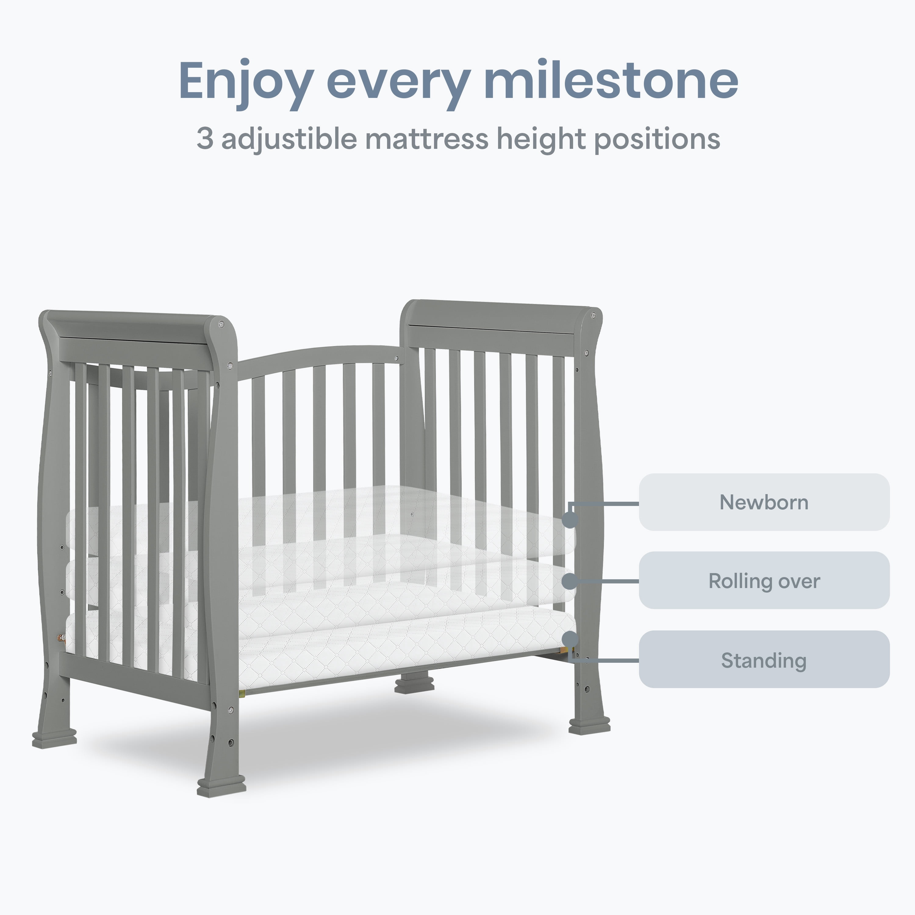 Dream On Me Piper 4-in-1 Convertible Mini Crib, Sea Grass