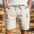 thumbnail image 2 of Men's Casual Sports Shorts with Elastic Waistband Zipper Pocket Joggers Sweatpants, Straight Leg Lightweight Quick Dry Breathable, for Gym Workout Running Daily Wear | AKLJWH,Beige 4XL, 2 of 9