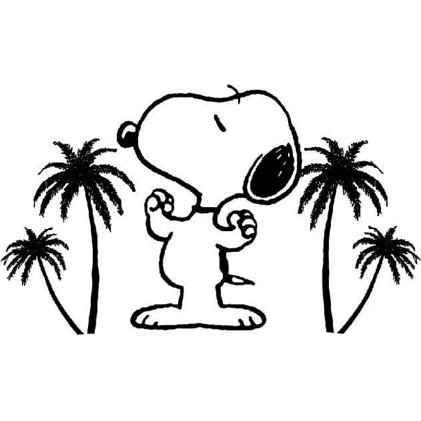 Palm Tree Snoopy Dog Peanuts Cartoon Character Decors Wall Sticker Art Design Decal For Girls Boys Kids Room Bedroom Nursery Kindergarten Home Decor Stickers Wall Art Vinyl Decoration 15x30 Inch Walmart Com