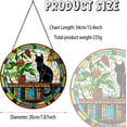 thumbnail image 2 of Cat Sun Catcher Stained Glass Window Hanging Book Lover Gifts for Women Book Wall Decor Handmade Sun Catcher Black Cat Sitting On Bookshelf Decoration for Home Room Housewarming Gifts, 2 of 5