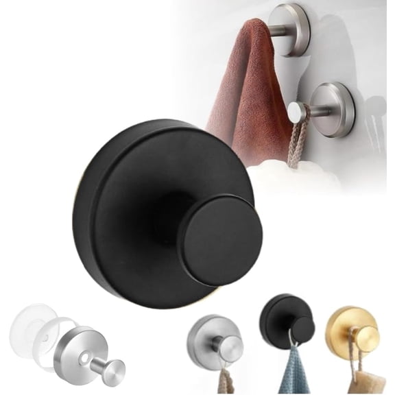 CLIQKWEN 2026 Upgraded No-Drill Suction Cup Hooks, Stainless Steel Shower Hooks for Bathroom, Perfect for Hanging Towels on Glass Shower Doors, Tile & Mirrors
