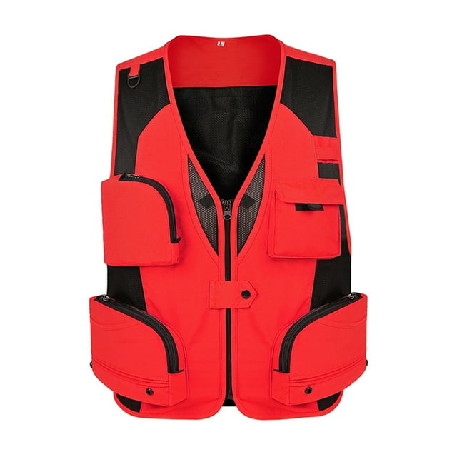 Gilet de Pêche en Polyester Multi-Poches pour Extérieur avec Dos Détachable Veste Imperméable de Pêche en Mer