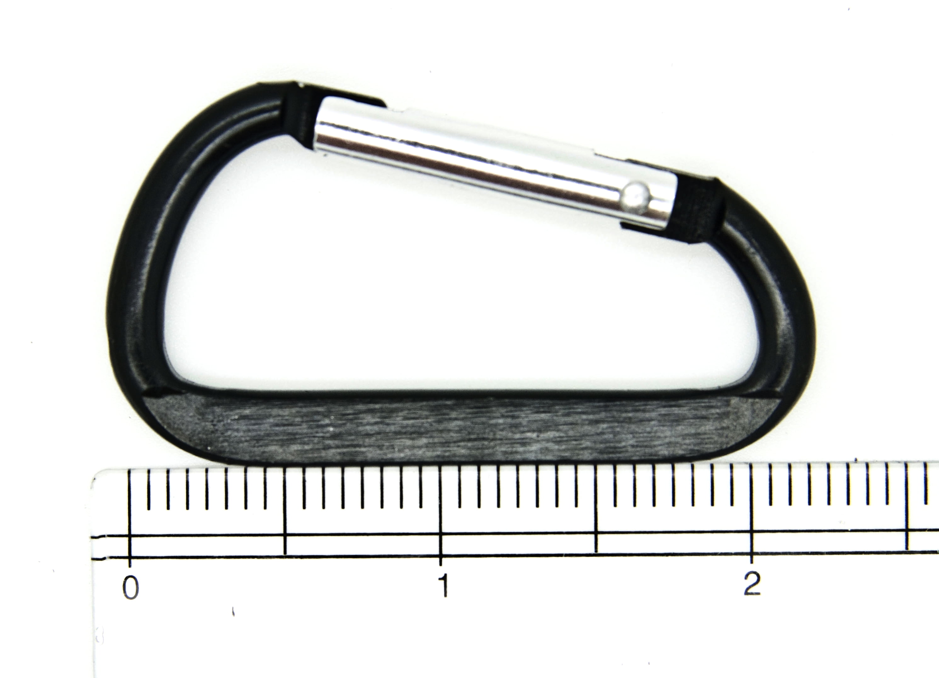 100 pcs - 2.25 inch Black Aluminum Carabiner D Shape Flat Edge, Keychain Clip, Spring Snap Key Chain Clip Hook