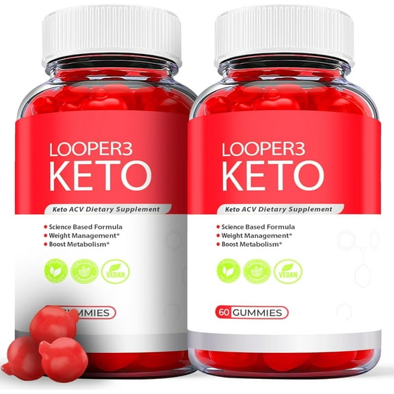 (2 Pack) Looper3 Keto ACV Gummies - Apple Cider Vinegar Supplement for Weight Loss - Energy & Focus Boosting Dietary Supplements for Weight Management & Metabolism - Fat Burn - 120 Gummies