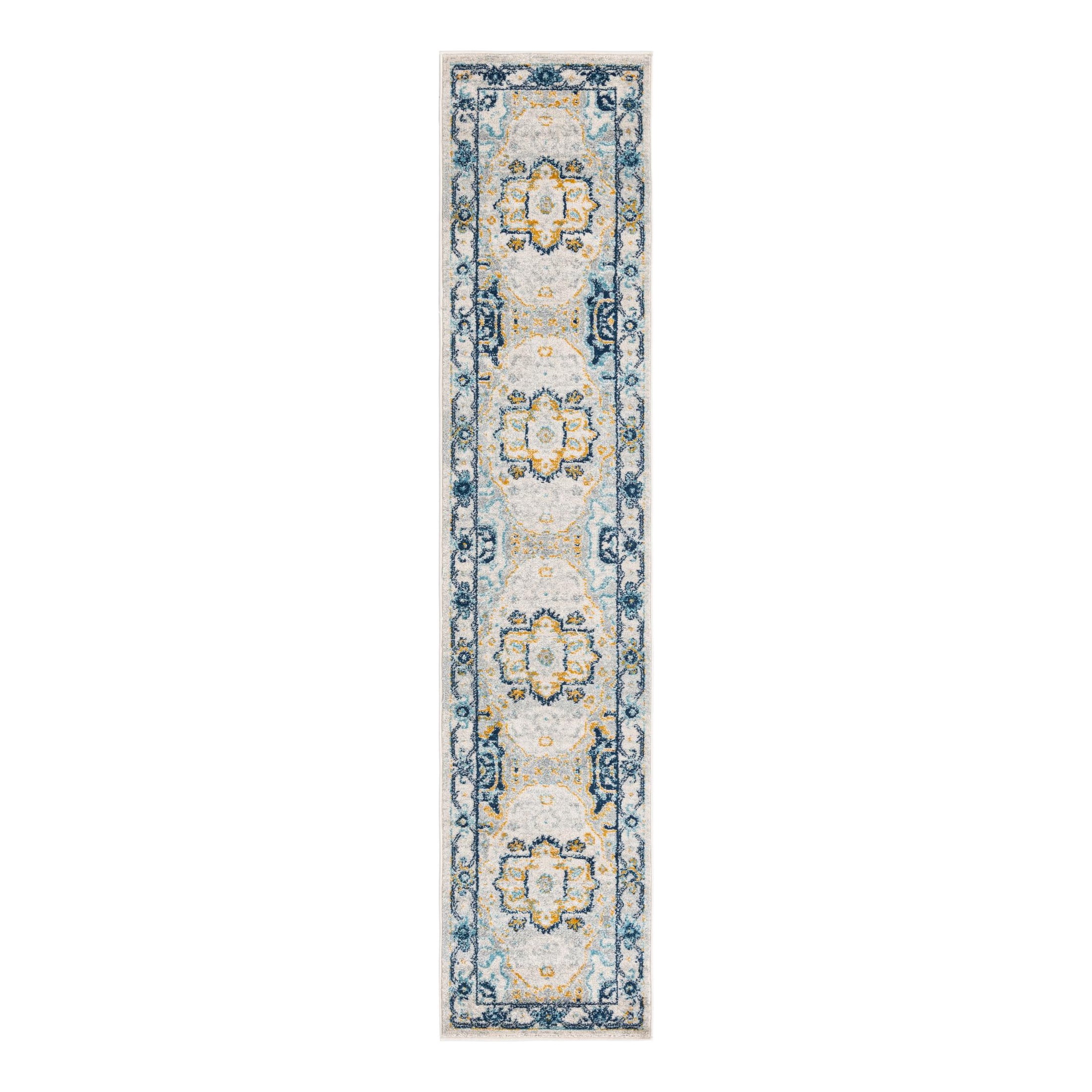 Unique Loom Madeline Vintage Collection Area Rug - Jackson (2' x 9' 10" Runner Gray/Navy Blue)