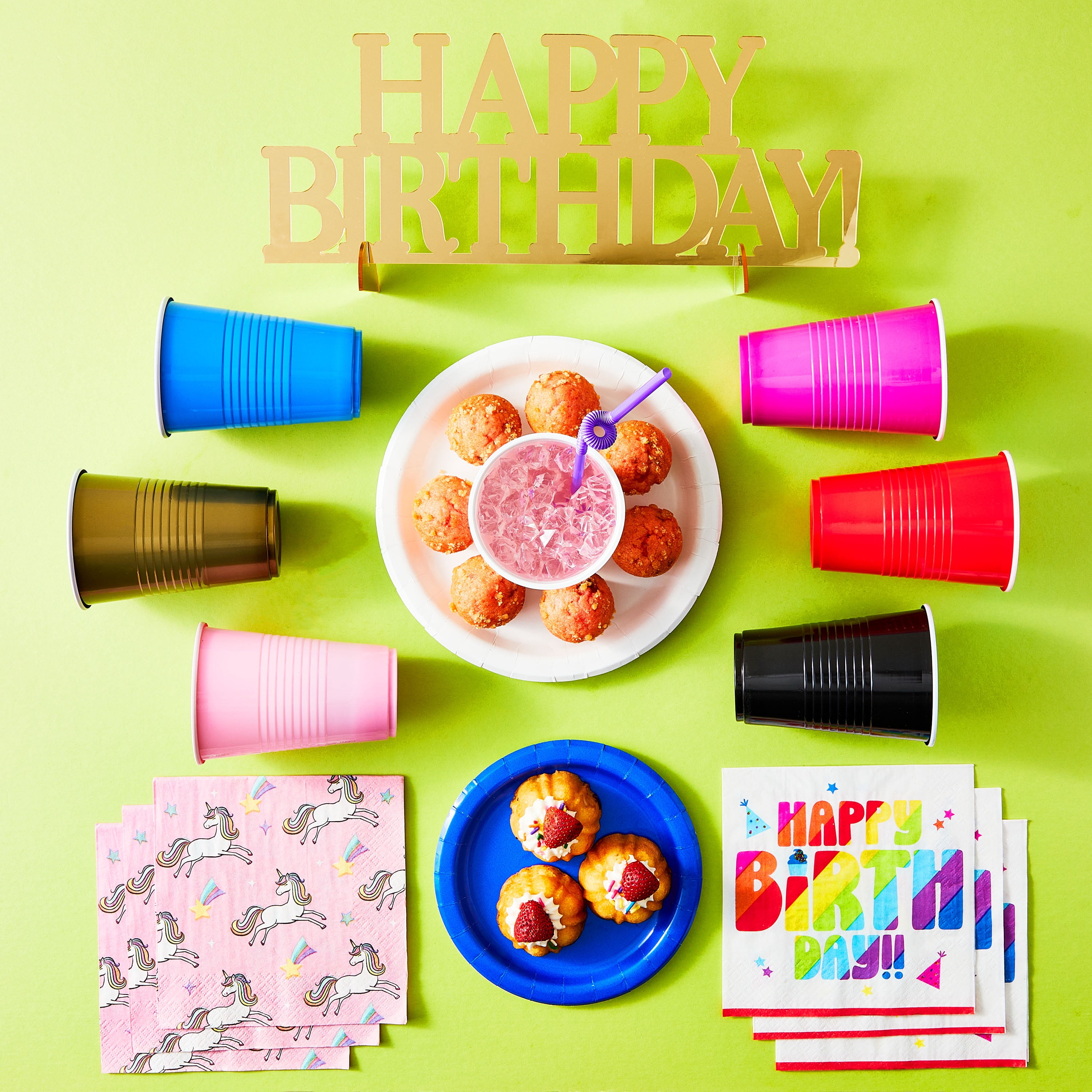 6.5" x 6.5" Disposable Multicolor Happy Birthday Paper Lunch Napkins, 20 Count, by Way To Celebrate