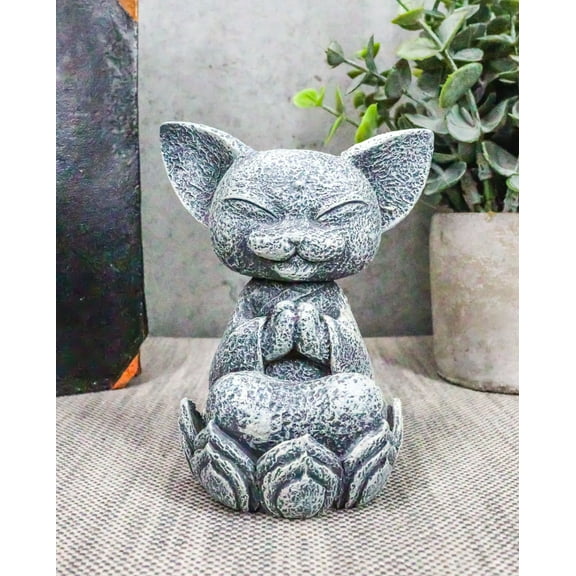 Ebros Feng Shui Zen Japanese Jizo Cat Monk On Lotus Throne Mini Statue 4" Tall