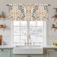 thumbnail image 2 of Navy Blue Beige Abstract Tier Curtains, Modern Vintage Geometric Light Filtering Kitchen Curtains, 2Pcs Rod Pocket Half Window Treatments Panels for Sink Cafe Cabinet Camper 27.5x24 Inches, 2 of 9