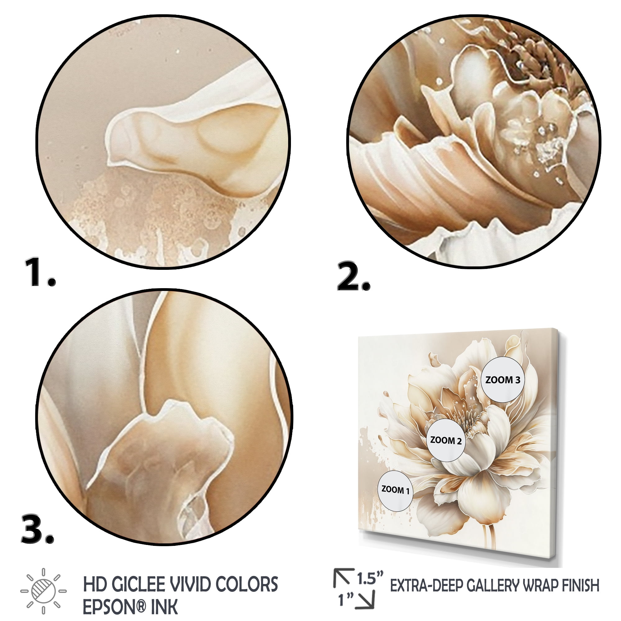 Designart Blooming Beige Floral Design I Canvas Wall Art