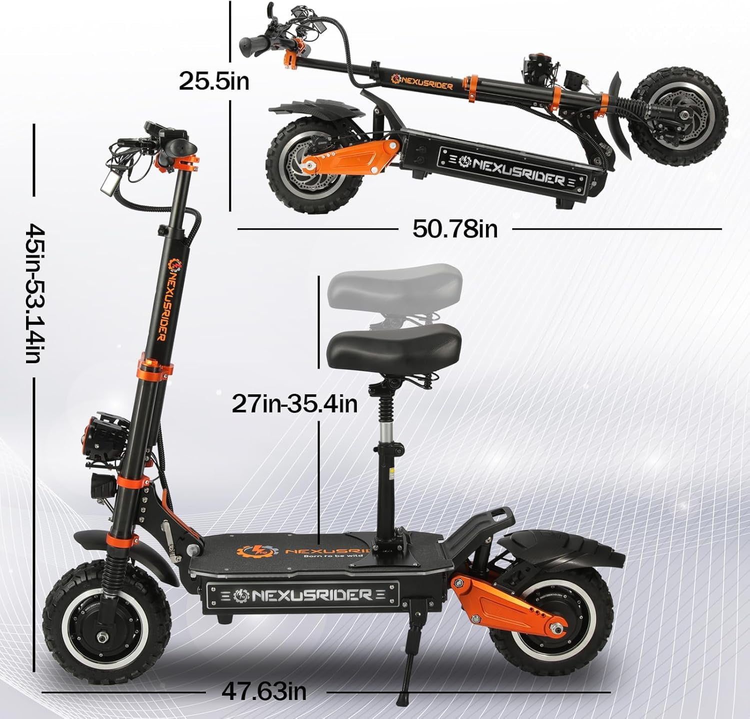 NexusRider Tank500 6000W Motor Foldable Electric Scooter, 58MPH
