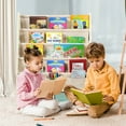 thumbnail image 3 of Costway Kids Book Rack Toys Organizer with 4 Sling Bookshelf & 2 Boxes Beige, 3 of 10