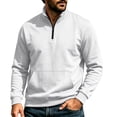 thumbnail image 6 of Hngshg Mens Sweatshirts Trendy Quarter Zip Stand Neck Solid Color Tops Long Sleeve Pocket Pullover Sweatshirts, 6 of 6