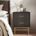 thumbnail image 3 of RoyalCraft Nightstand with Drawers, 2-Tier Side Table, Wood End Table with Adjustable Feet and Stable Metal Leg, Modern Night Stand Cabinet for Bedroom, Living Room, Home Office, Charcoal Walnut, 3 of 5