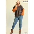 thumbnail image 2 of Novelty Knit And Solid Knit Mixed Loose Top - Pumpkin, XL, 2 of 11