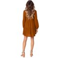 thumbnail image 5 of Women's Casual Swing Dress Long Sleeve V Neck Flutter Lantern Sleeve Loose Dresses Brown Large, 5 of 6