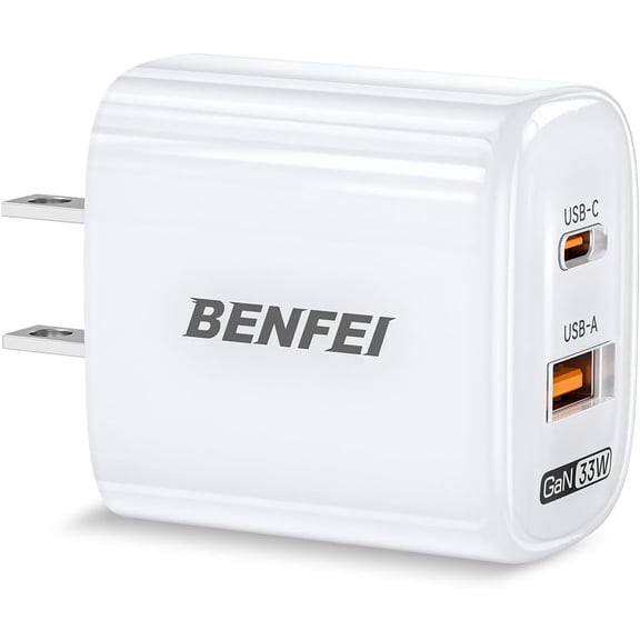 BENFEI 33W GaN USB C Fast Charger, 2-Port Two-Tone Compact Wall Charger Block, Portable Travel Charger for iPhone 17/16/15, Galaxy S25/S24/S23, Pixel 10/9/8, iPad, AirPods, MacBook, Steam Deck