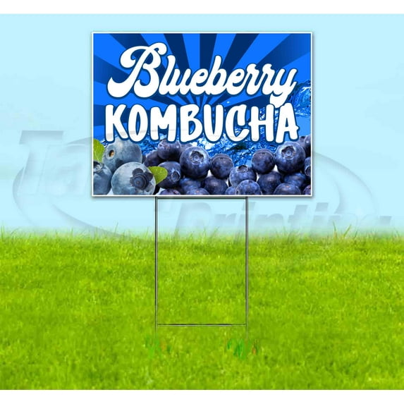 Blueberry Kombucha (18"" X 24"") Yard Sign, Includes Metal Step Stake