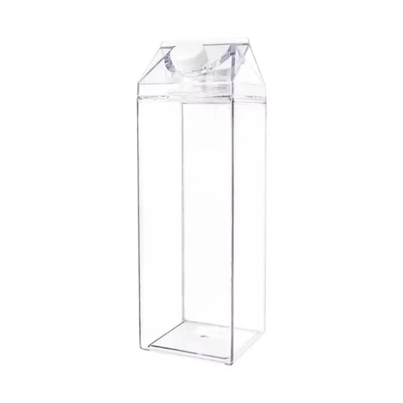 Milk Carton Water Bottle, 17oz Clear Acrylic Square Portable Juice Cup, Leak-Proof Reusable BPA-Free Plastic Bottle for Outdoor Travel, Gym, and School