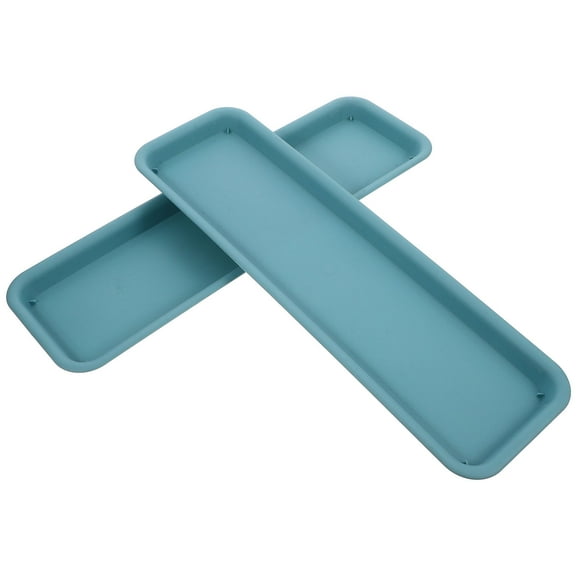 ORDDIART 2Pcs Rectangular Blue Plastic Plant Saucer for Indoor Plants 18.86X5.89X0.98In