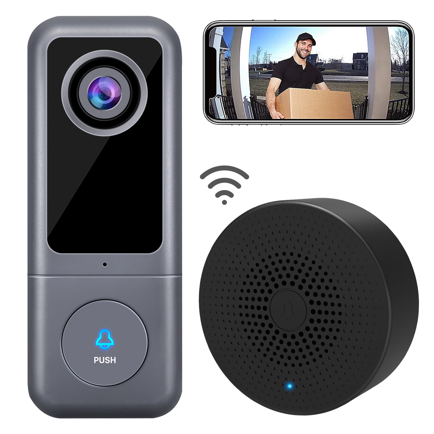 Video Doorbell Camera Wireless Wifi [2021 Upgrade] Ip5 Waterproof Hd Wifi  Security Camera Real-time Video For Ios & Android Phone Night Light