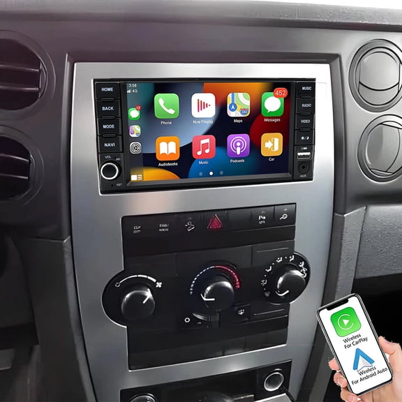 Gsuatey Double Din Car Stereo Radio for Jeep Commander 2008-2010, Android 14 7 inch Touch Screen Head Unit Car Stereo with Wireless Carplay Android Auto GPS Bluetooth WiFi FM RDS DSP Backup