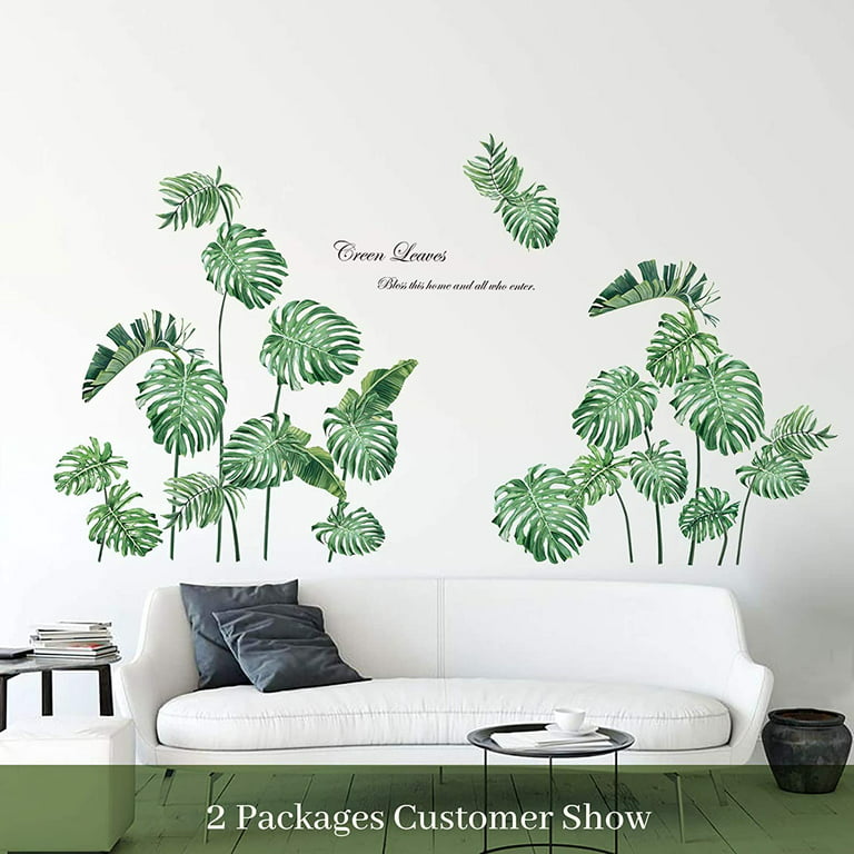 Tropical Palm Tree, Tree Leaves Wall Decal for Bedroom, Office & Vinyl  Leaves Tree Wall Decal