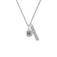 thumbnail image 2 of Delight Jewelry Silvertone Capital Letter - H - Pebble Disc - Silvertone Always My Mother Bar Charm Necklace, 23", 2 of 4