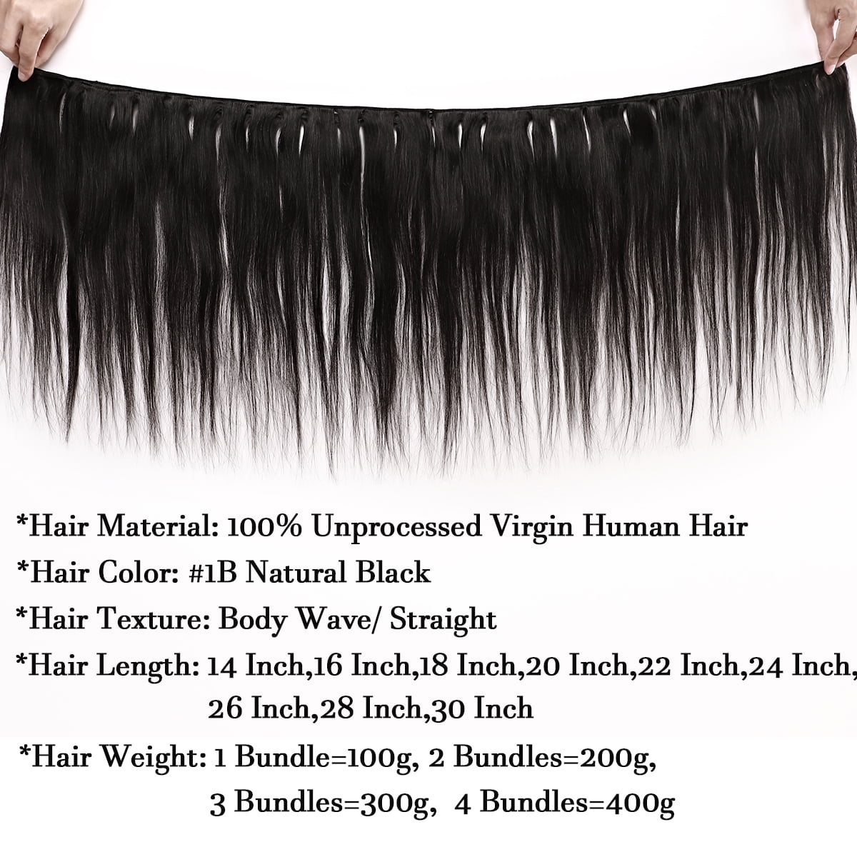 SEGO Brazilian 100% Virgin Human Hair Straight Body Wave Bundles 100% Unprocessed Human Hair 1 Bundle Sewing In 100% Human Hair Extensions