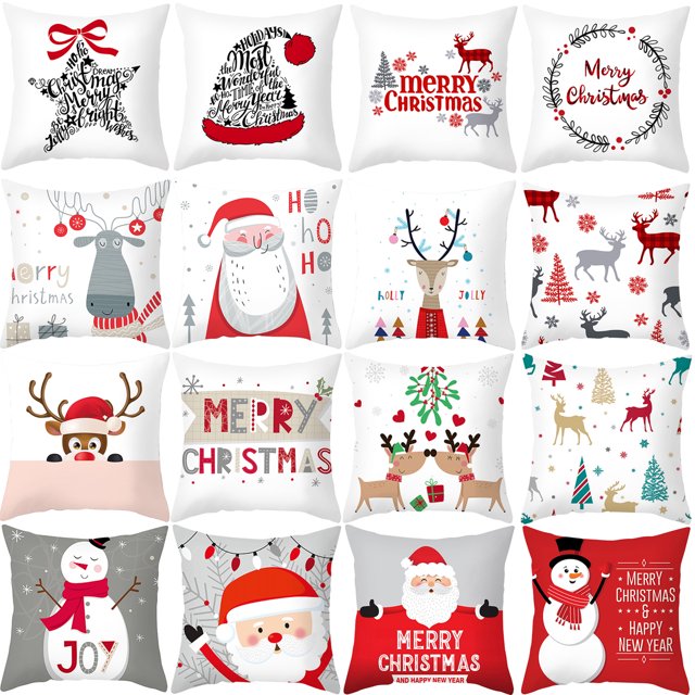 Funda de cojín navideña de 45 x 45 cm, funda de almohada con decoración navideña, fundas de cojín para el hogar, regalos navideños 2023, fundas de almohada