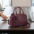 thumbnail image 6 of INSPIRE CHIC Vegan Leather Purse Bags Top Handle Dome Satchel Bag with Strap for Women Burgundy, 6 of 6