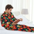 thumbnail image 6 of Picia Tomatoes Pattern Men’s Long-Sleeve Sleepwear Set - Soft 2-Piece Loungewear with Pockets, Comfy PJs for Relaxing Nights-Large, 6 of 7