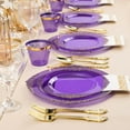thumbnail image 6 of Goodluck Disposable Plastic Dinnerware Set 175PCS for 25 Guests Clear Purple Plates with Gold Trim, Gold Silverware, Cups, Napkins for Party, Wedding, 6 of 6