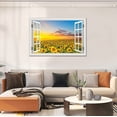 thumbnail image 2 of WFSposterSunflower Wall Art Decor for Living Room Window Style Sunset Canvas Picture for Bedroom Realism Yellow Flowers Filed Artwork for Bathroom Nature Landscape Prints Paintings for Home Office, 2 of 6