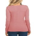 thumbnail image 3 of Women‘s Long Sleeve Henley T Shirts Button Down Slim Fit Tops Scoop Neck Ribbed Knit Shirts, 3 of 3