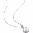 thumbnail image 3 of Everly Women's Cultured Pearl and Diamond Sterling Silver Necklace, 3 of 4