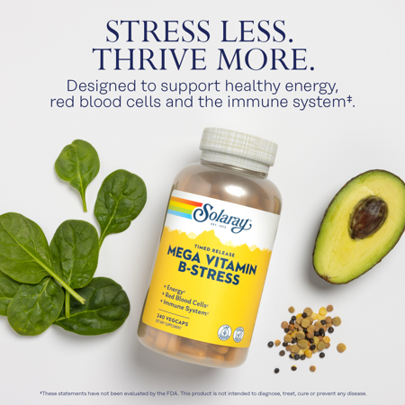ソラレー メガ ビタミンB 240粒 ベジカプセル Solaray Mega Vitamin B-Stress Timed-Release サプリメント ビタミン ビタミンC チアミン