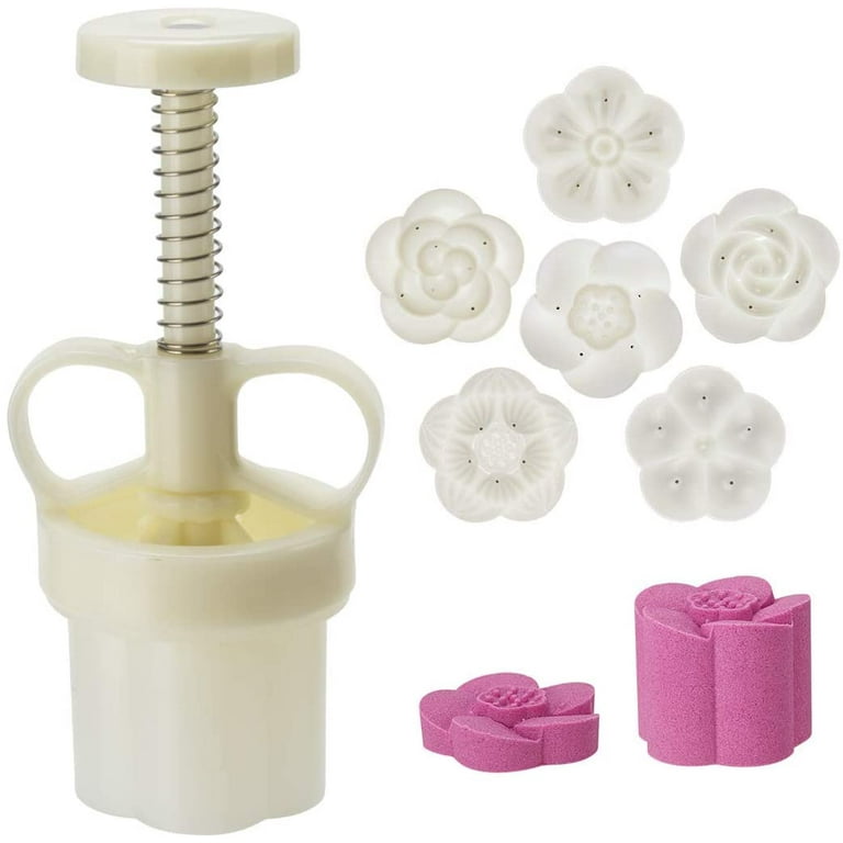 5-Piece Mooncake Mold Set - Adjustable Cookie Press With 100g Stamps For DIY Baking