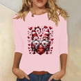 thumbnail image 2 of Staron Liquidation Chemises de la Saint-Valentin pour Femmes Col Rond Manches 3/4 Blouses Cadeaux de la Saint-Valentin pour Elle Cœur de la Saint-Valentin Chemises Décontractées, 2 of 4