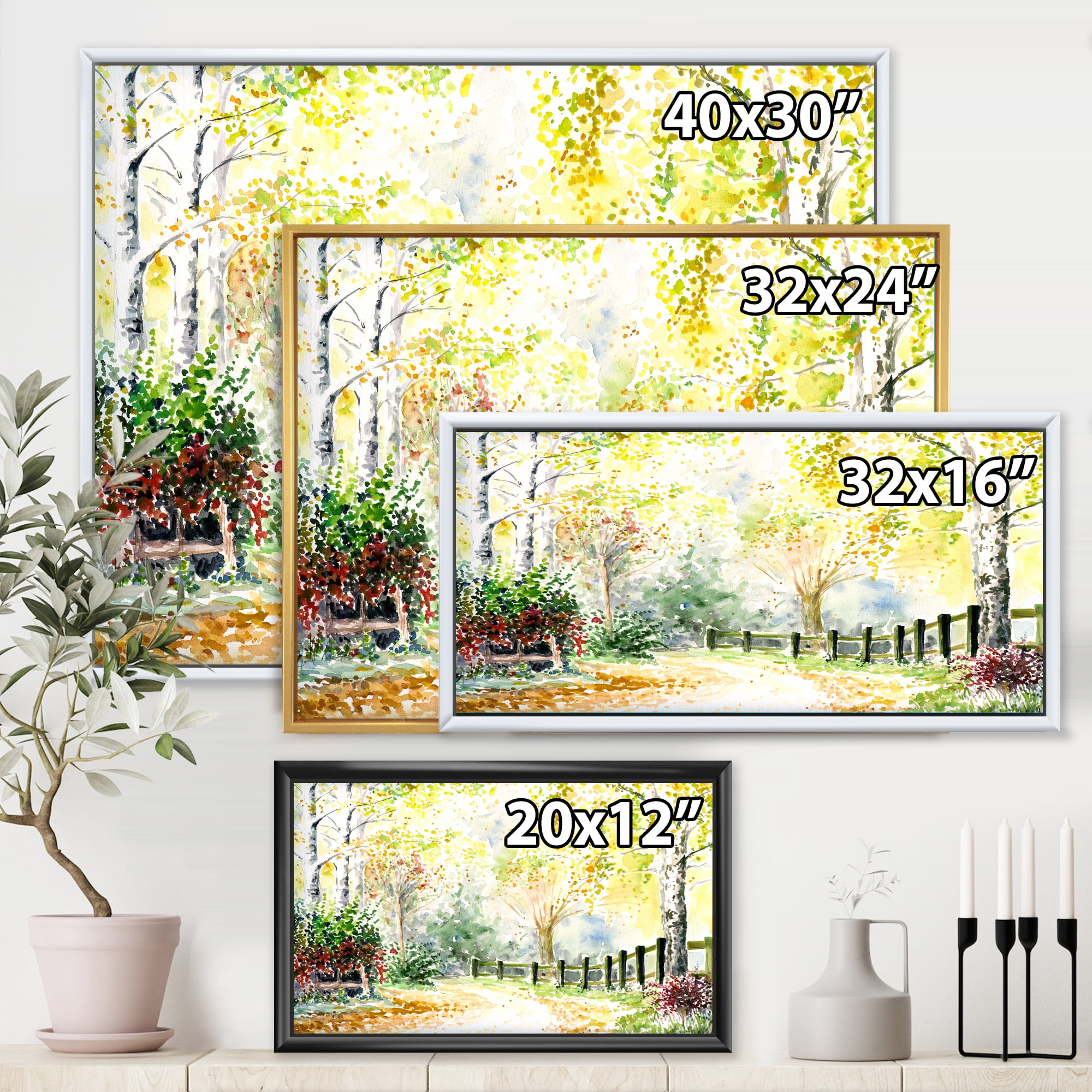 Designart 'Autumn Countryside The Afternoon Landscape' Traditional Framed Canvas Wall Art Print