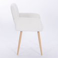 thumbnail image 5 of Teddy Fabric Accent Dining Chair with KD Backrest and Wooden Legs, Modern Upholstered Leisure Sofa Chair for Kitchen, Dining Room, Bedroom, Office, White, 5 of 8