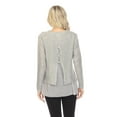 thumbnail image 4 of Simply Couture Women's Solid Keyhole Back Knitted Shimmering Sequin Crewneck Sweater Blouse, 4 of 5