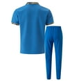 thumbnail image 4 of Stamzod Sweat Suits Men 2 Piece Summer Turndown Short Sleeve Shirts and Long Pants Set Daily Casual Loose Fit Track Suits Mens Athletic Short Sets with Pocket Blue M, 4 of 5