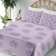 thumbnail image 3 of Ambesonne Emoji Art Fitted & Top Sheet Set with Sham, Faces Grungy Letters Back, Pale Mauve Pastel Purple, 3 of 5