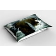 thumbnail image 2 of Ambesonne Island Pillow Sham 2 Pack, Rocks Stormy Sealife, 36"x20", Grey White Brown, 2 of 3