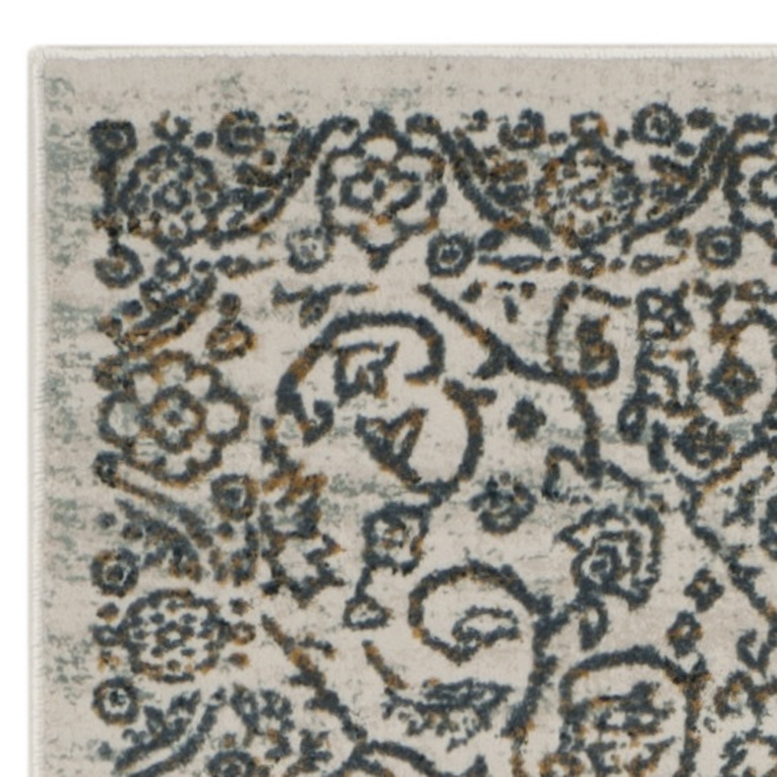 SAFAVIEH Princeton Xavier Floral Bordered Runner Rug, Cream/Slate, 2' x 8'