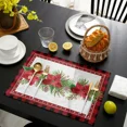 thumbnail image 5 of Placemat Christmas Poinsettia Pine Plaid Set of 4/6pcs Kitchen Coffee Accessories Coasters Home Dining Table r Linen Mats, 5 of 7