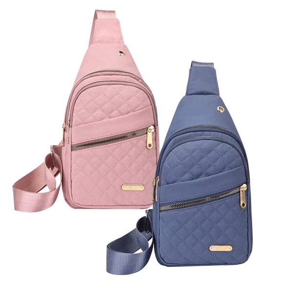 KOYPTL 2Pack Small Sling Backpack for Women Man,Casual Crossbody Sling Bag Chest Bag Daypack Fanny Pack Cross Body Bag for Outdoors Hiking Traveling Anti Theft Lightweight Blue & Pink